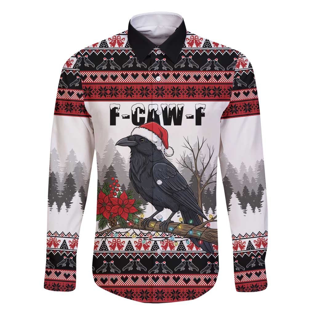 F Caw F Christmas Raven Personalized Family Matching Off Shoulder Maxi Dress and Hawaiian Shirt Holiday Crow Festive - Wonder Print Shop