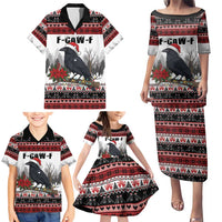 F Caw F Christmas Raven Personalized Family Matching Puletasi and Hawaiian Shirt Holiday Crow Festive - Wonder Print Shop