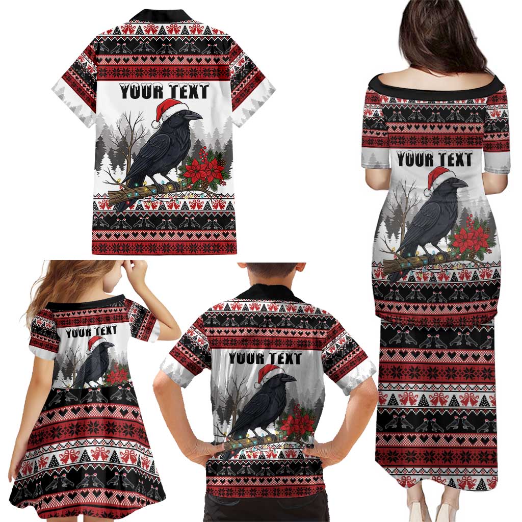 F Caw F Christmas Raven Personalized Family Matching Puletasi and Hawaiian Shirt Holiday Crow Festive - Wonder Print Shop