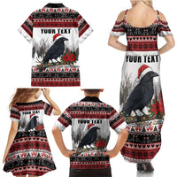 F Caw F Christmas Raven Personalized Family Matching Summer Maxi Dress and Hawaiian Shirt Holiday Crow Festive - Wonder Print Shop