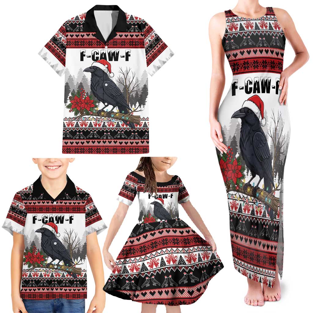 F Caw F Christmas Raven Personalized Family Matching Tank Maxi Dress and Hawaiian Shirt Holiday Crow Festive - Wonder Print Shop