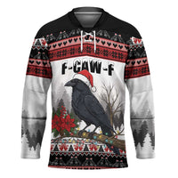 F Caw F Christmas Raven Personalized Hockey Jersey Holiday Crow Festive - Wonder Print Shop