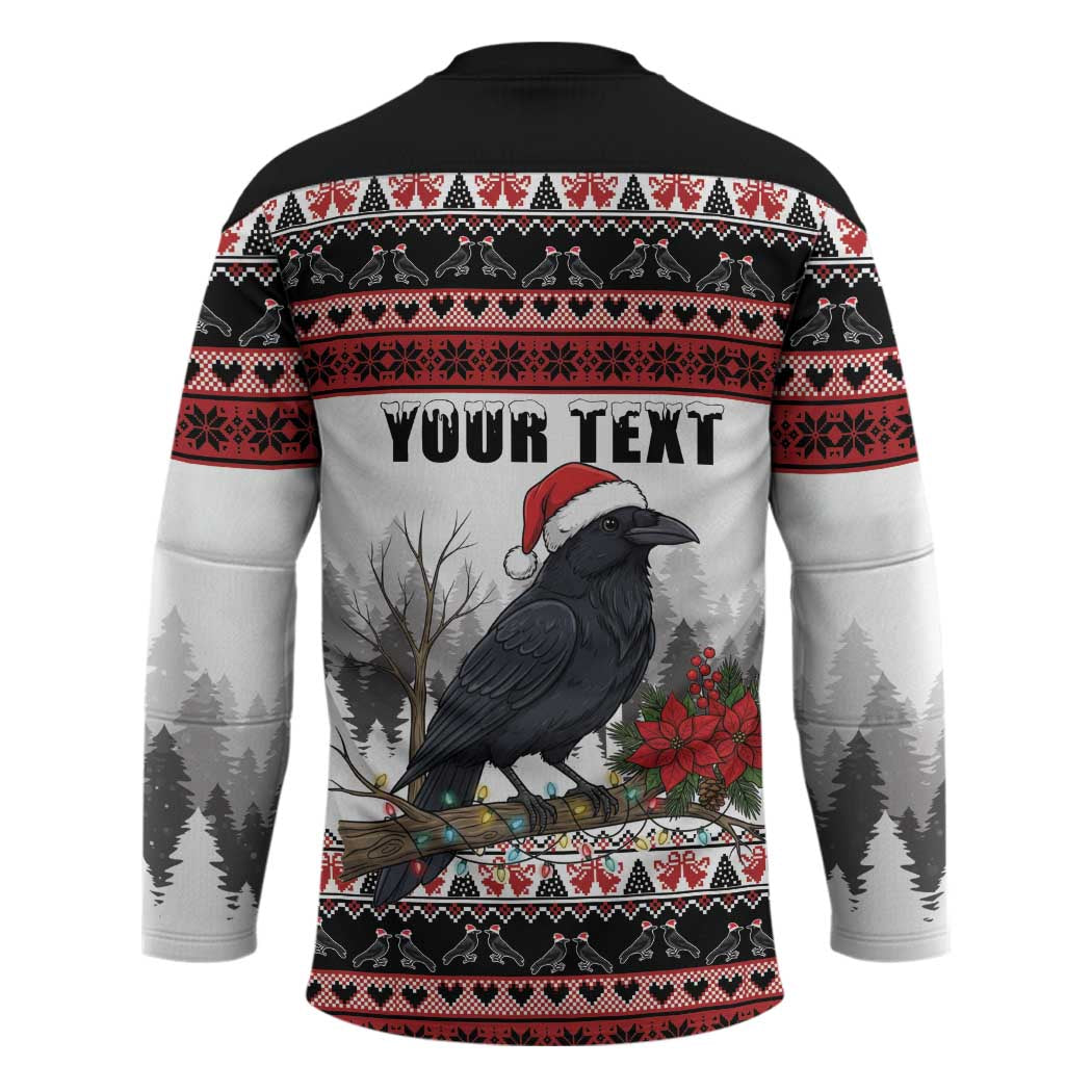 F Caw F Christmas Raven Personalized Hockey Jersey Holiday Crow Festive - Wonder Print Shop