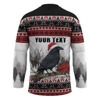 F Caw F Christmas Raven Personalized Hockey Jersey Holiday Crow Festive - Wonder Print Shop