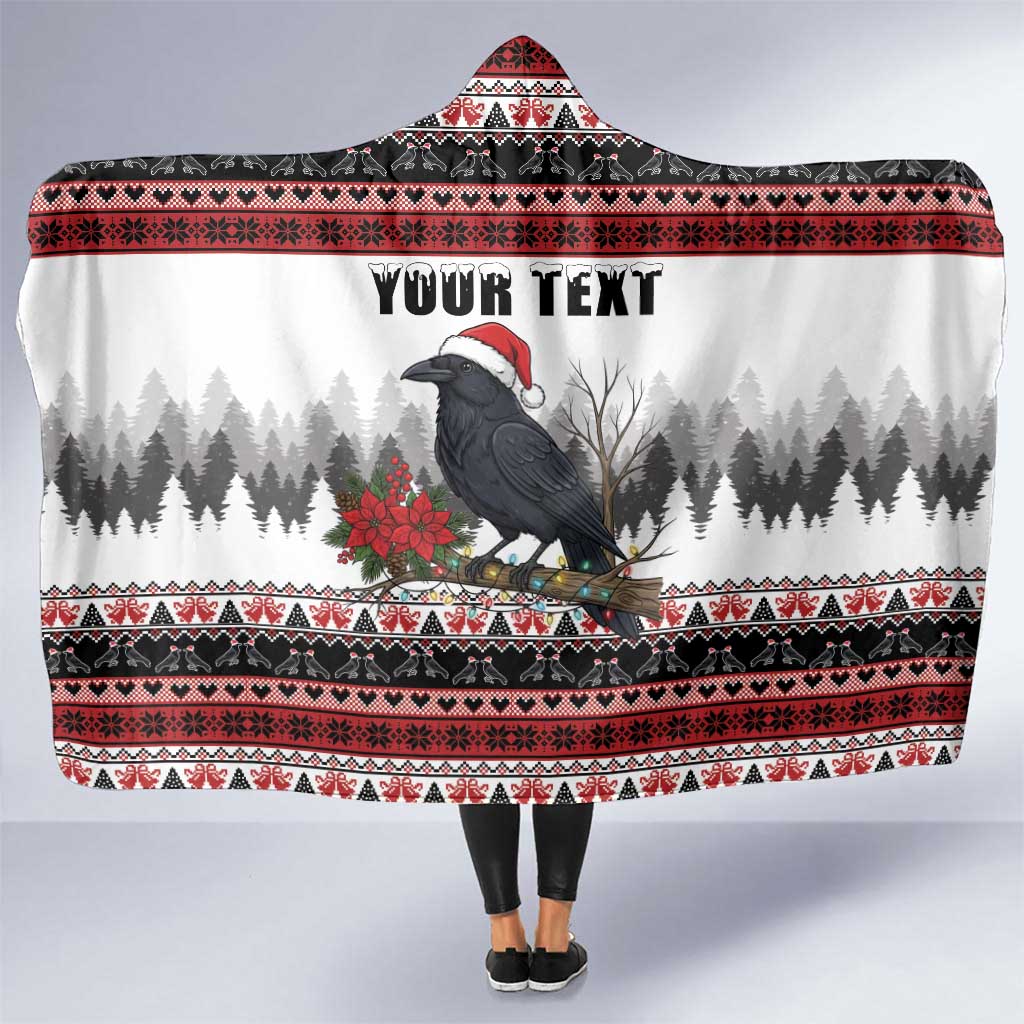 F Caw F Christmas Raven Personalized Hooded Blanket Holiday Crow Festive - Wonder Print Shop