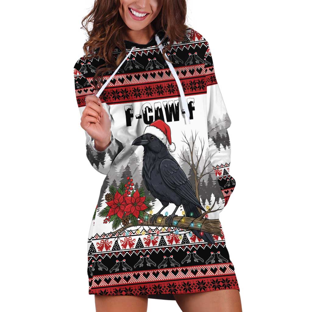 F Caw F Christmas Raven Personalized Hoodie Dress Holiday Crow Festive - Wonder Print Shop