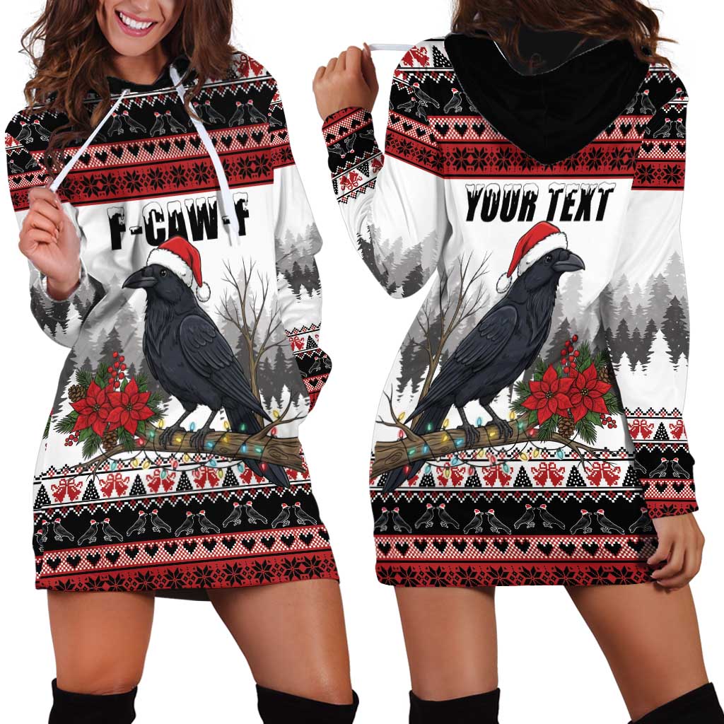F Caw F Christmas Raven Personalized Hoodie Dress Holiday Crow Festive - Wonder Print Shop