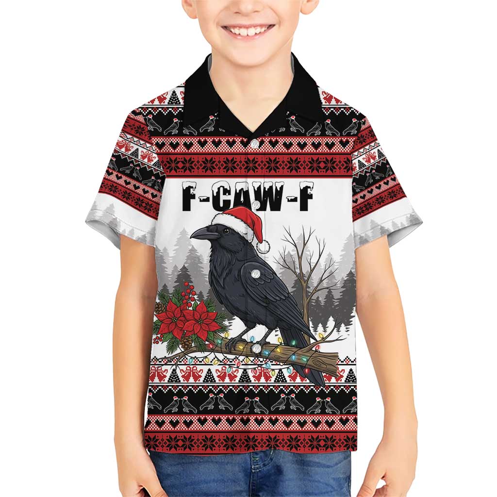 F Caw F Christmas Raven Personalized Kid Hawaiian Shirt Holiday Crow Festive - Wonder Print Shop