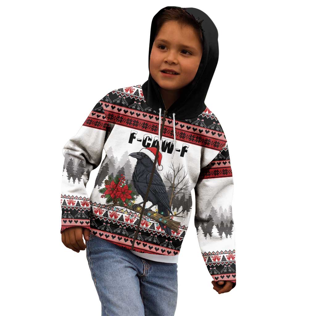F Caw F Christmas Raven Personalized Kid Hoodie Holiday Crow Festive - Wonder Print Shop