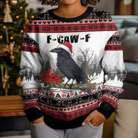 F Caw F Christmas Raven Personalized Kid Ugly Christmas Sweater Holiday Crow Festive - Wonder Print Shop