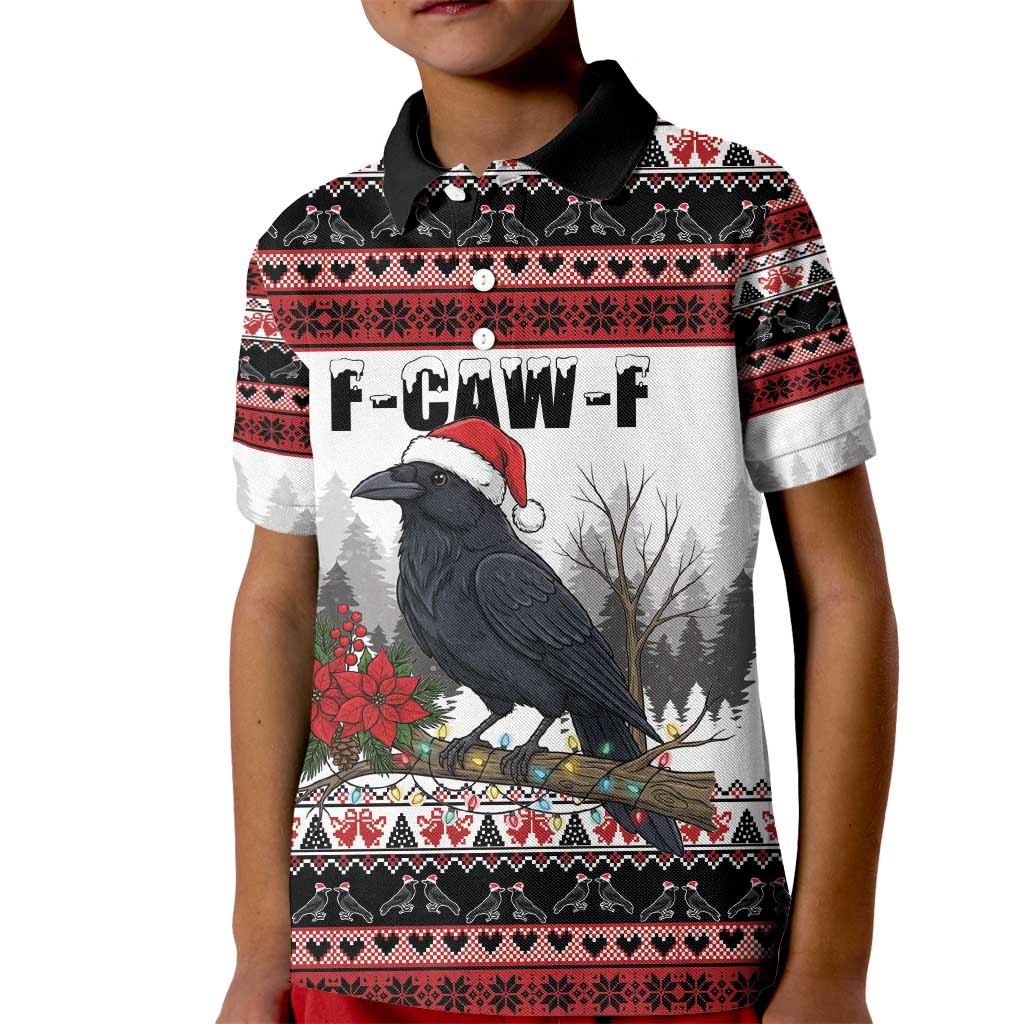 F Caw F Christmas Raven Personalized Kid Polo Shirt Holiday Crow Festive - Wonder Print Shop