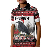 F Caw F Christmas Raven Personalized Kid Polo Shirt Holiday Crow Festive - Wonder Print Shop