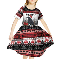 F Caw F Christmas Raven Personalized Kid Short Sleeve Dress Holiday Crow Festive - Wonder Print Shop