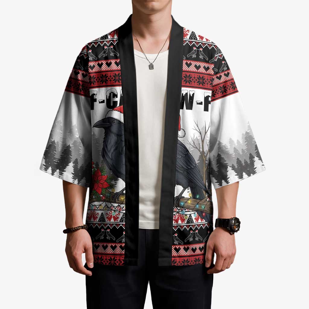 F Caw F Christmas Raven Personalized Kimono Holiday Crow Festive - Wonder Print Shop