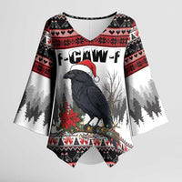 F Caw F Christmas Raven Personalized Kimono Sleeve Blouse Holiday Crow Festive - Wonder Print Shop