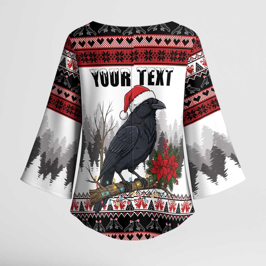F Caw F Christmas Raven Personalized Kimono Sleeve Blouse Holiday Crow Festive - Wonder Print Shop