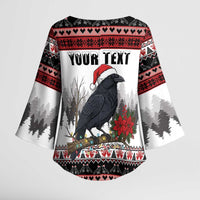 F Caw F Christmas Raven Personalized Kimono Sleeve Blouse Holiday Crow Festive - Wonder Print Shop