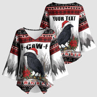 F Caw F Christmas Raven Personalized Kimono Sleeve Blouse Holiday Crow Festive - Wonder Print Shop