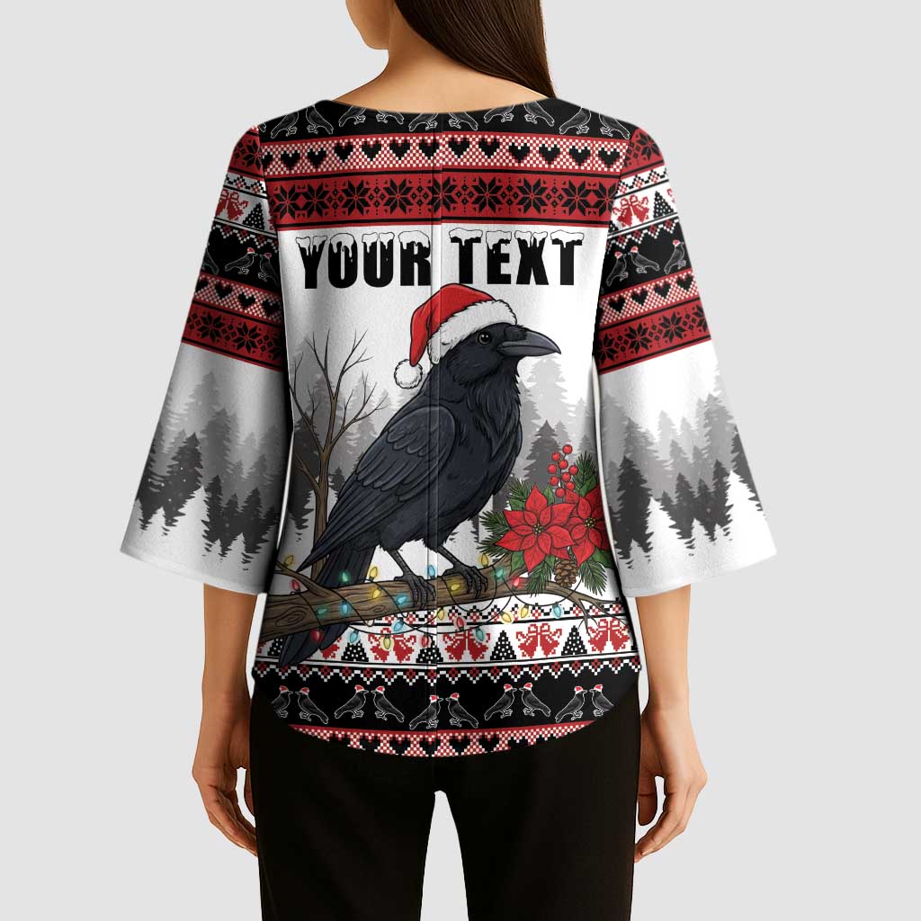 F Caw F Christmas Raven Personalized Kimono Sleeve Blouse Holiday Crow Festive - Wonder Print Shop