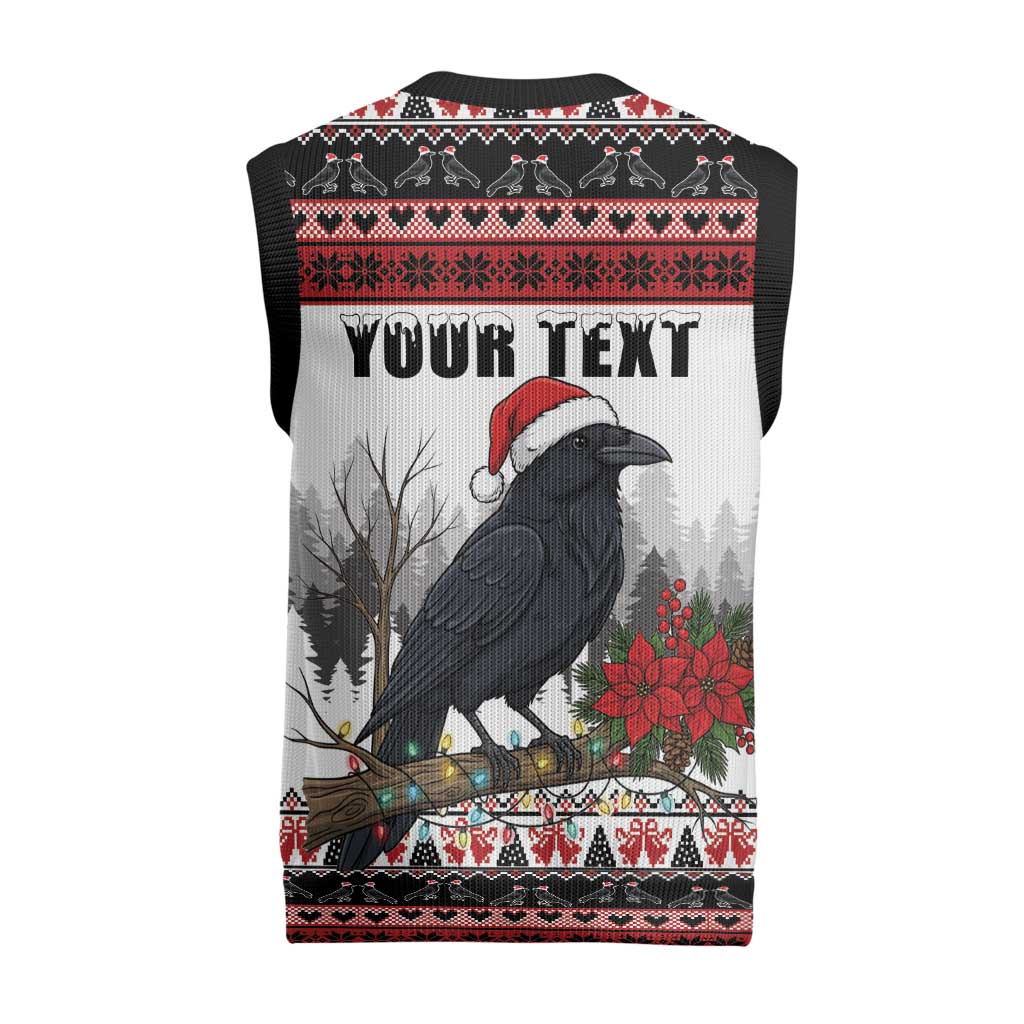F Caw F Christmas Raven Personalized Christmas Knitted V-Neck Vest Holiday Crow Festive - Wonder Print Shop