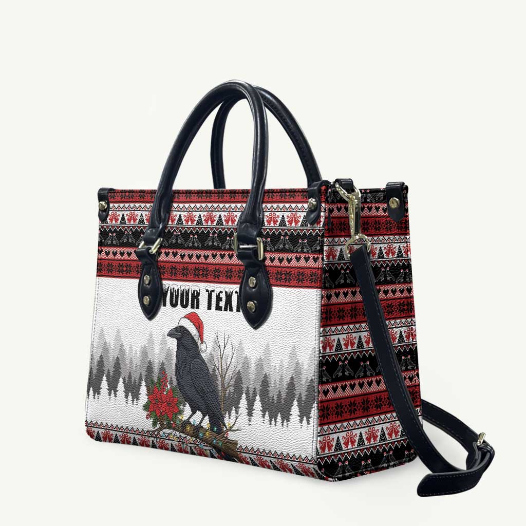 F Caw F Christmas Raven Personalized Leather Bag Holiday Crow Festive - Wonder Print Shop