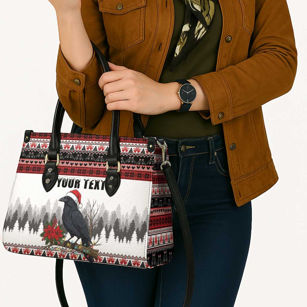 F Caw F Christmas Raven Personalized Leather Bag Holiday Crow Festive - Wonder Print Shop