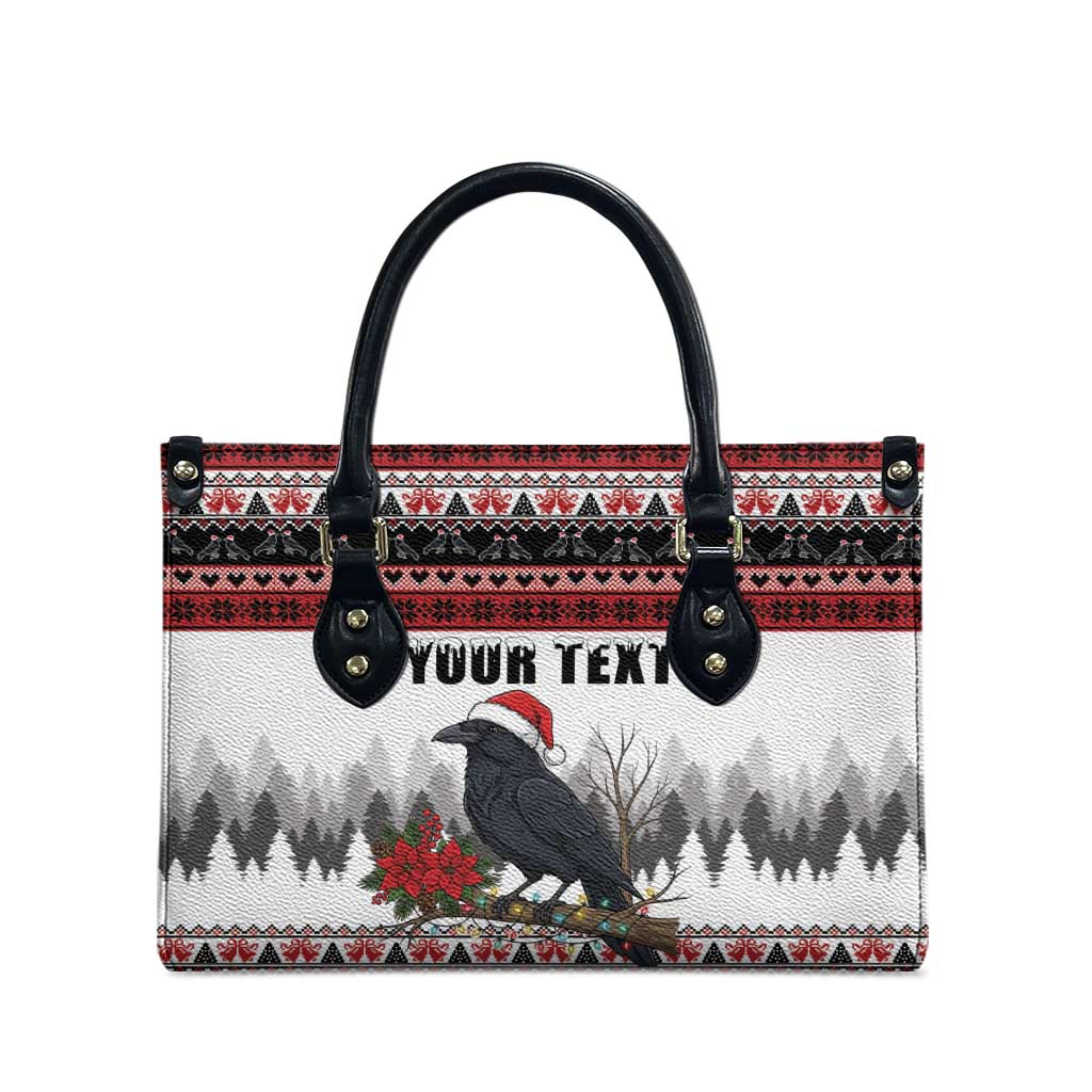 F Caw F Christmas Raven Personalized Leather Bag Holiday Crow Festive - Wonder Print Shop