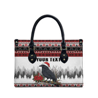 F Caw F Christmas Raven Personalized Leather Bag Holiday Crow Festive - Wonder Print Shop
