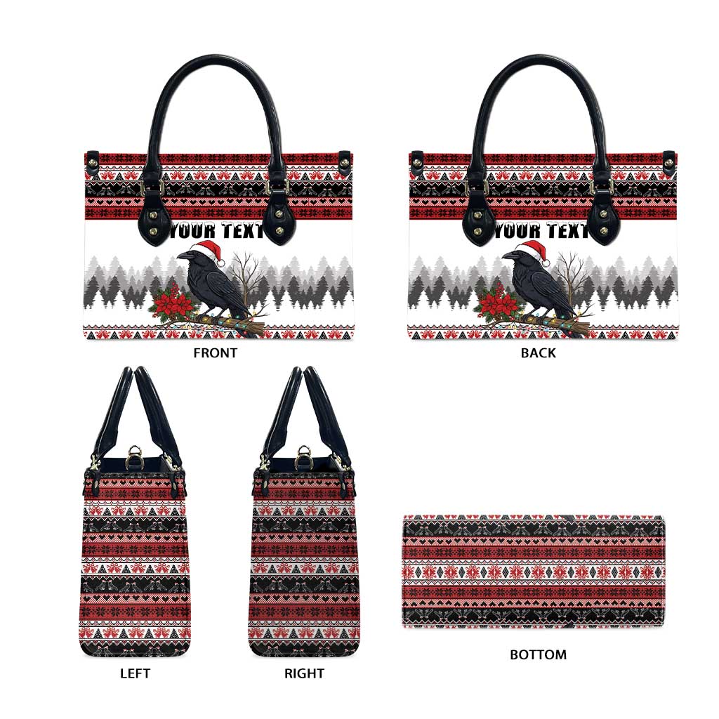 F Caw F Christmas Raven Personalized Leather Bag Holiday Crow Festive - Wonder Print Shop