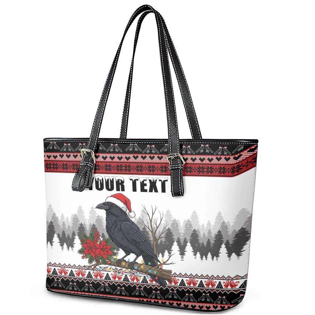 F Caw F Christmas Raven Personalized Leather Tote Bag Holiday Crow Festive - Wonder Print Shop