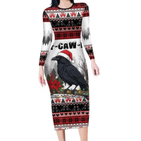 F Caw F Christmas Raven Personalized Long Sleeve Bodycon Dress Holiday Crow Festive - Wonder Print Shop