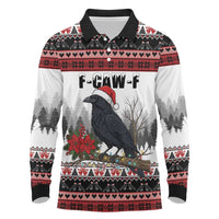 F Caw F Christmas Raven Personalized Long Sleeve Polo Shirt Holiday Crow Festive - Wonder Print Shop