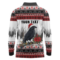F Caw F Christmas Raven Personalized Long Sleeve Polo Shirt Holiday Crow Festive - Wonder Print Shop