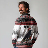 F Caw F Christmas Raven Personalized Long Sleeve Polo Shirt Holiday Crow Festive - Wonder Print Shop