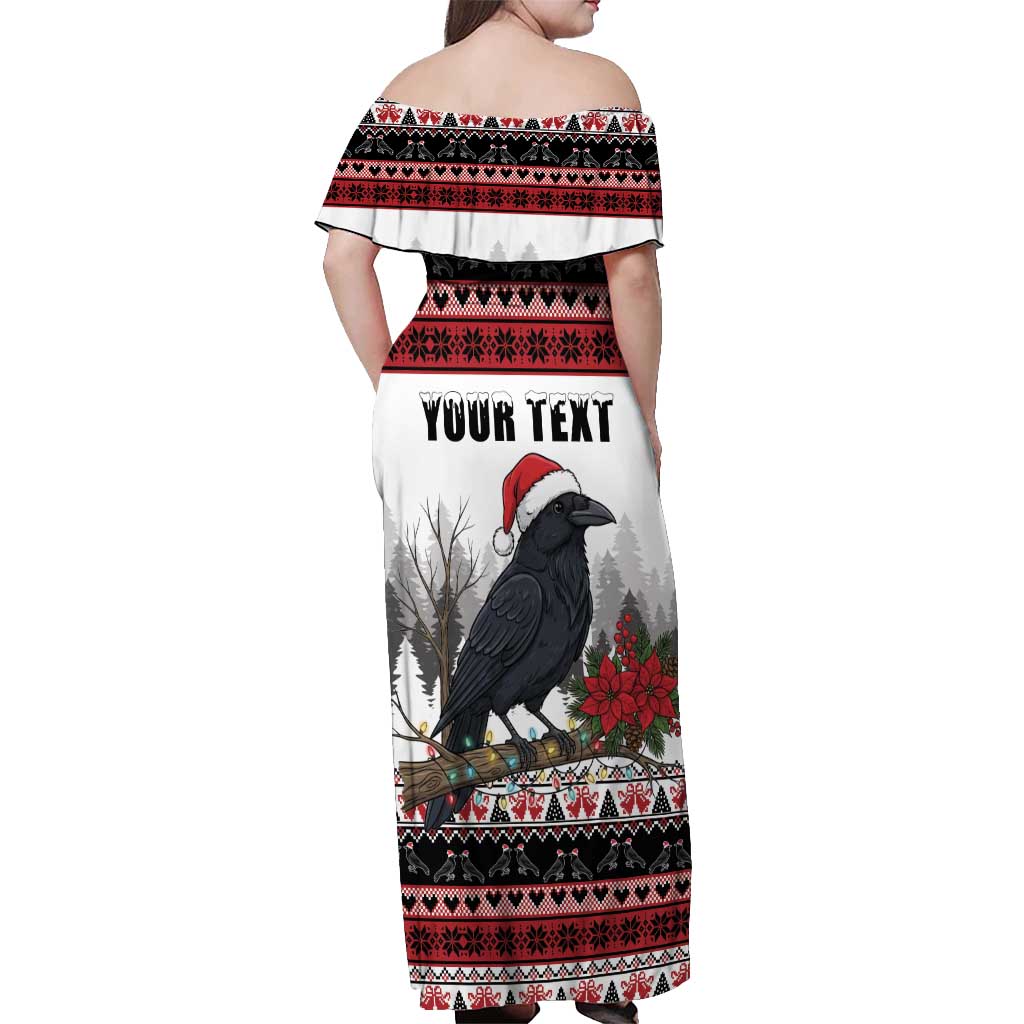 F Caw F Christmas Raven Personalized Off Shoulder Maxi Dress Holiday Crow Festive - Wonder Print Shop