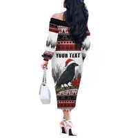F Caw F Christmas Raven Personalized Off The Shoulder Long Sleeve Dress Holiday Crow Festive - Wonder Print Shop