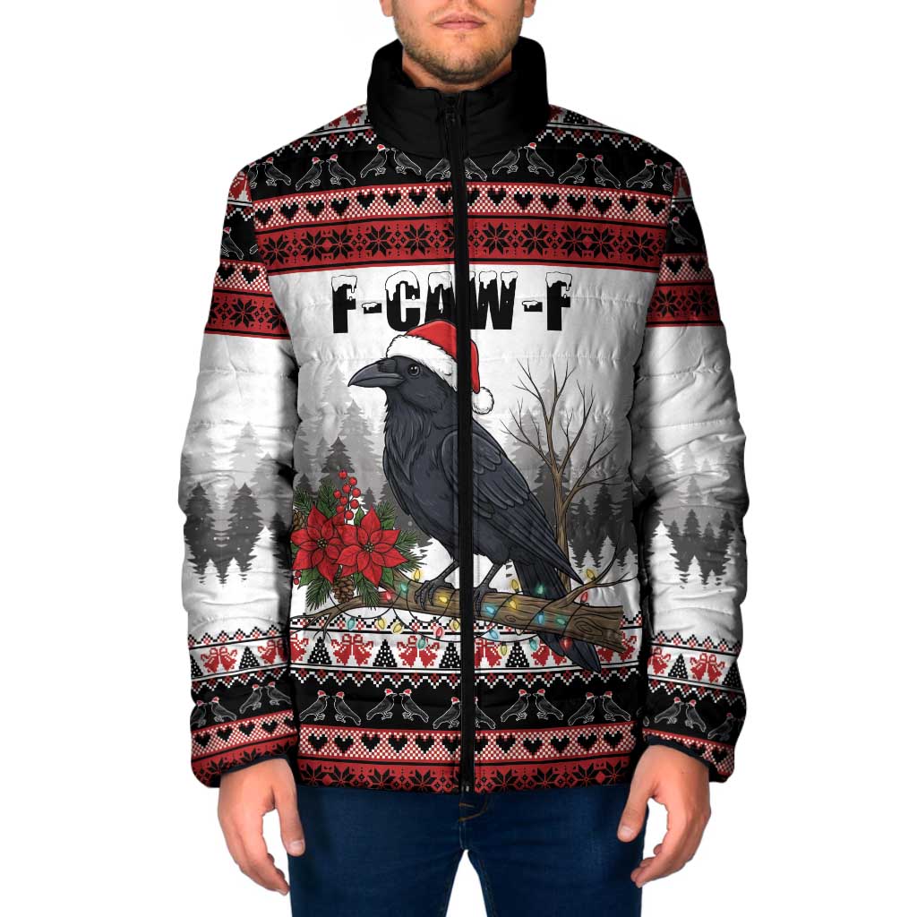 F Caw F Christmas Raven Personalized Padded Jacket Holiday Crow Festive - Wonder Print Shop