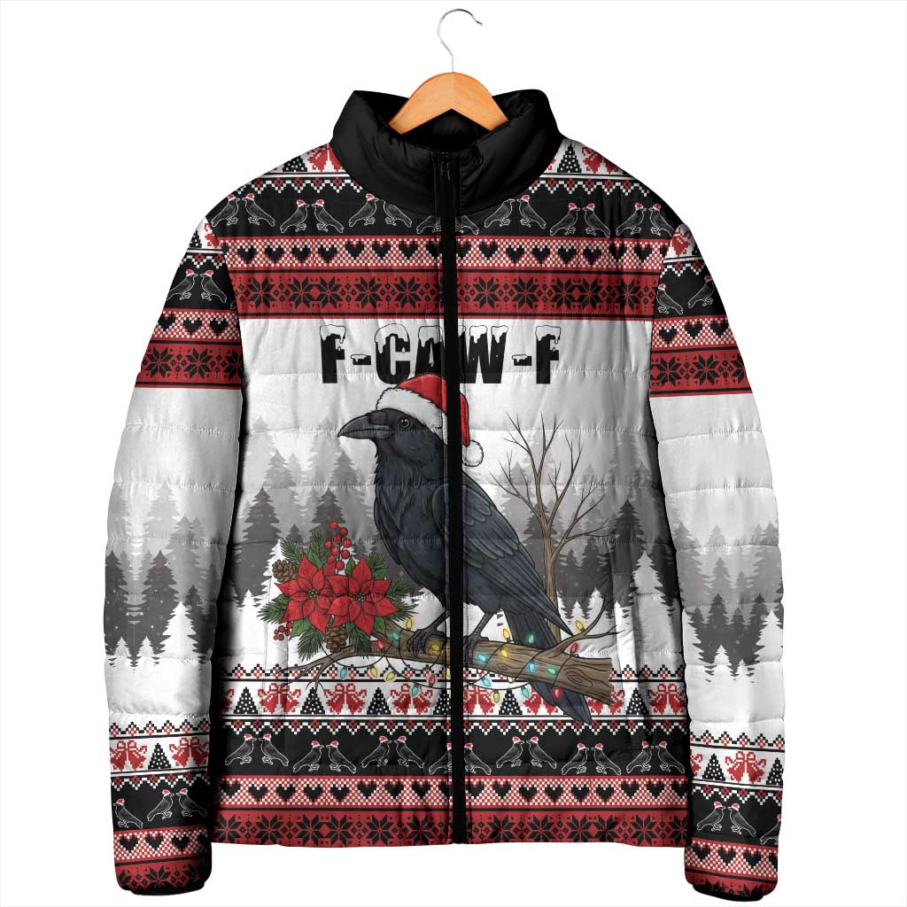 F Caw F Christmas Raven Personalized Padded Jacket Holiday Crow Festive - Wonder Print Shop
