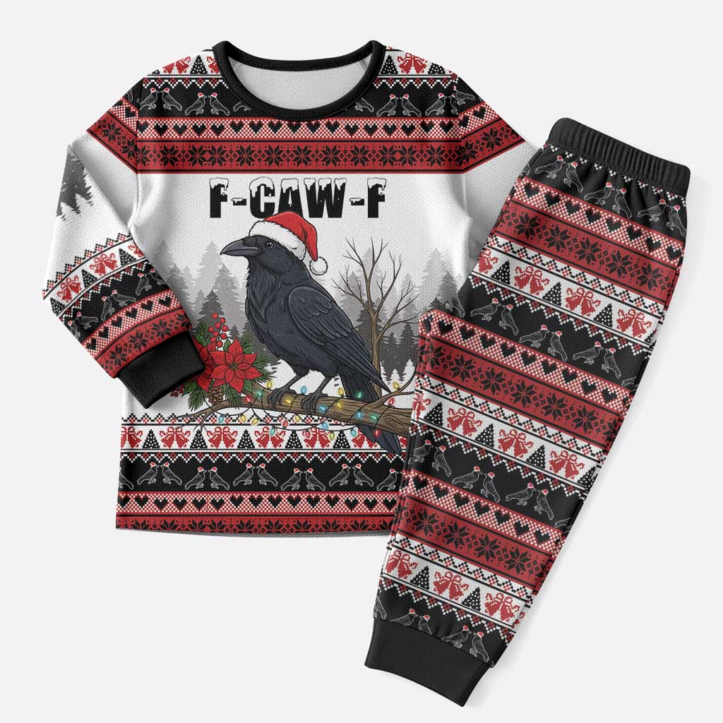F Caw F Christmas Raven Personalized Christmas Pajama Set Holiday Crow Festive - Wonder Print Shop