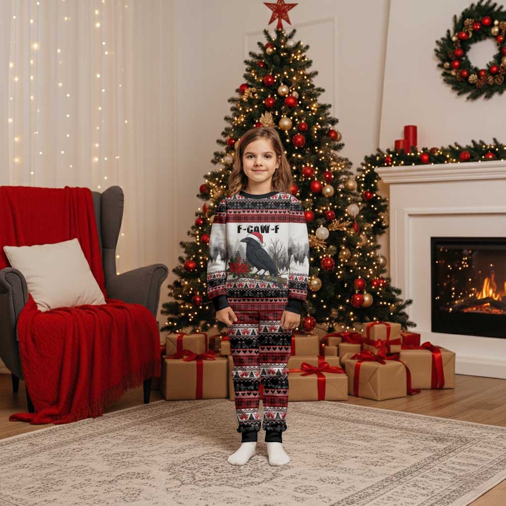 F Caw F Christmas Raven Personalized Christmas Pajama Set Holiday Crow Festive - Wonder Print Shop