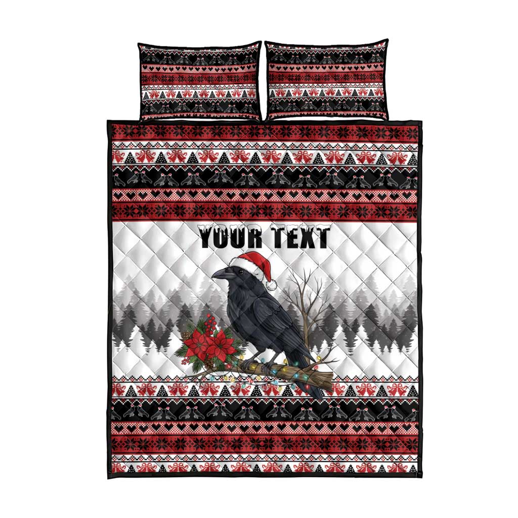 F Caw F Christmas Raven Personalized Quilt Bed Set Holiday Crow Festive - Wonder Print Shop