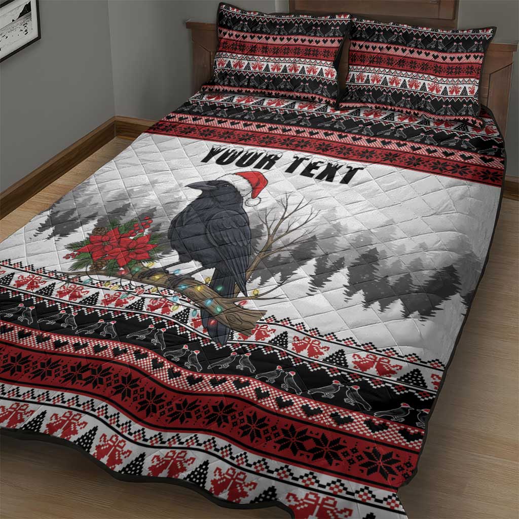F Caw F Christmas Raven Personalized Quilt Bed Set Holiday Crow Festive - Wonder Print Shop