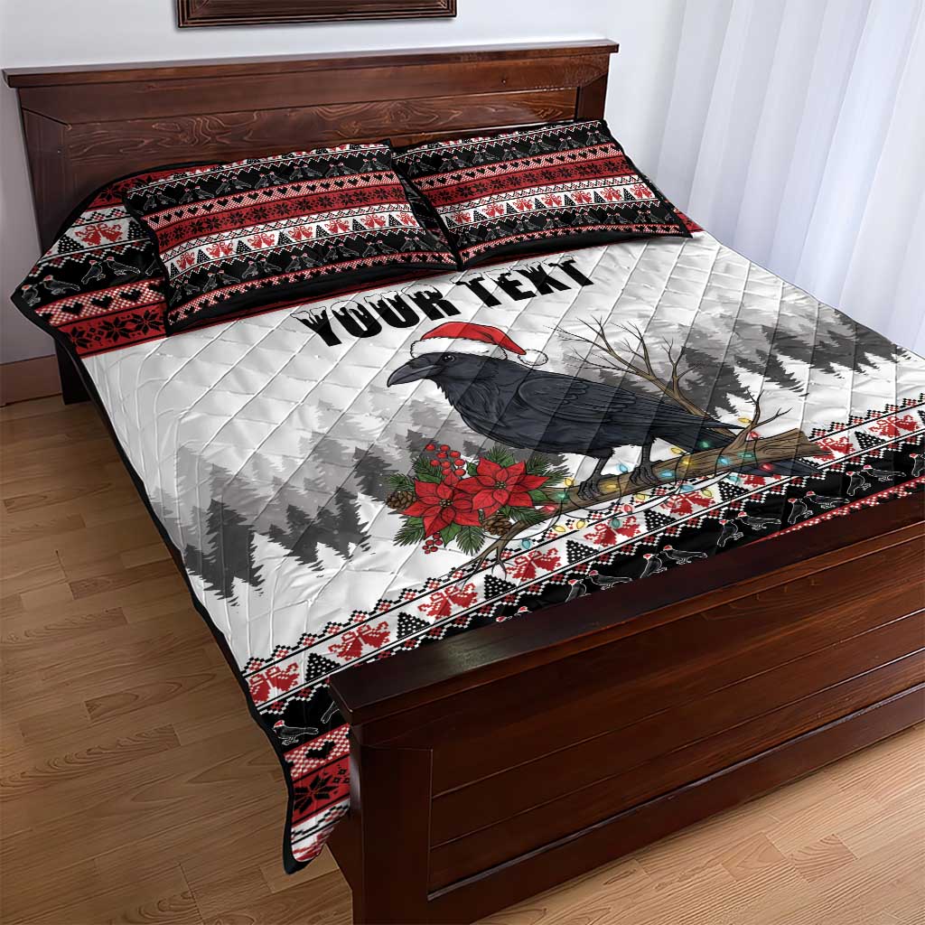 F Caw F Christmas Raven Personalized Quilt Bed Set Holiday Crow Festive - Wonder Print Shop