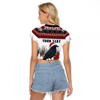 F Caw F Christmas Raven Personalized Raglan Cropped T Shirt Holiday Crow Festive - Wonder Print Shop