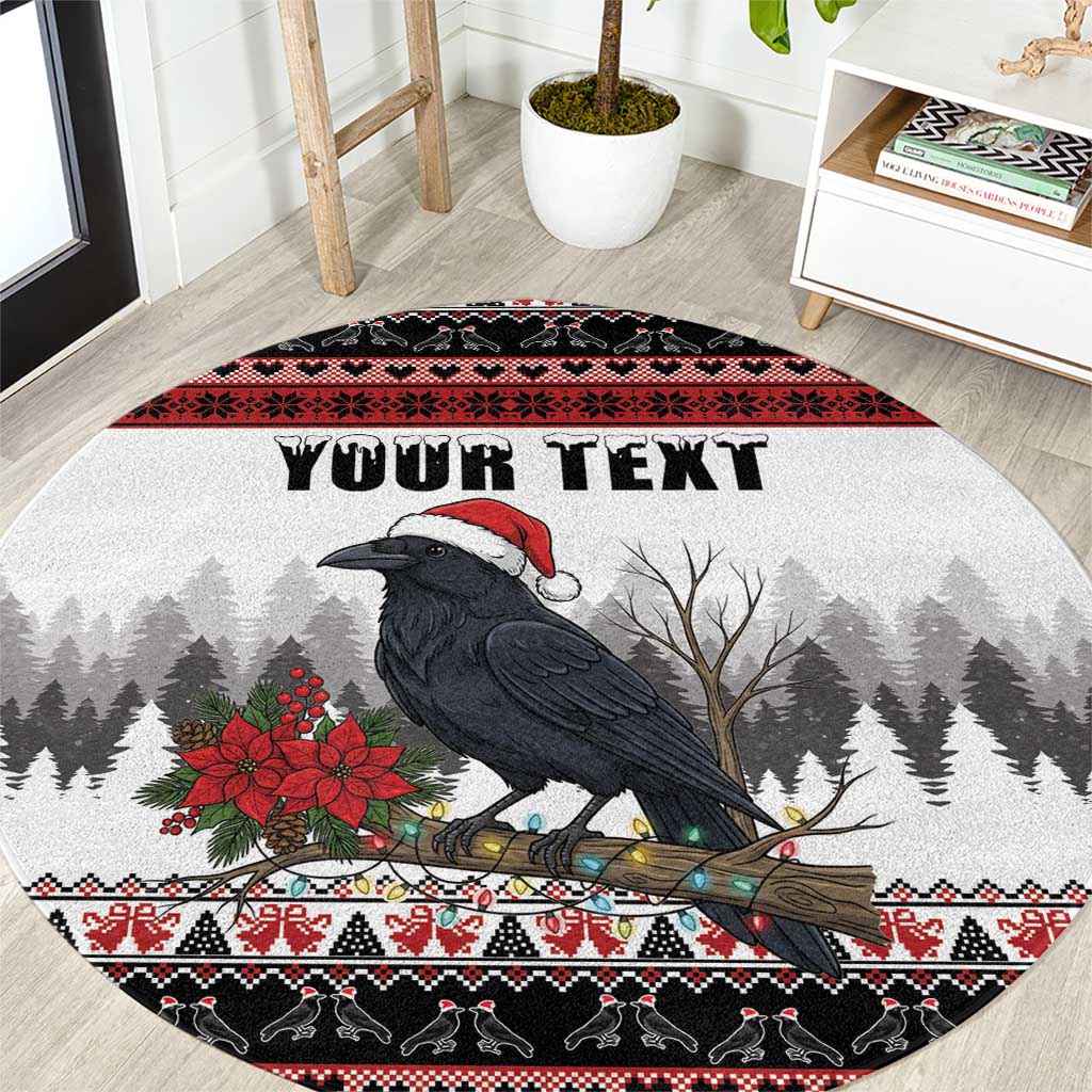 F Caw F Christmas Raven Personalized Round Carpet Holiday Crow Festive - Wonder Print Shop