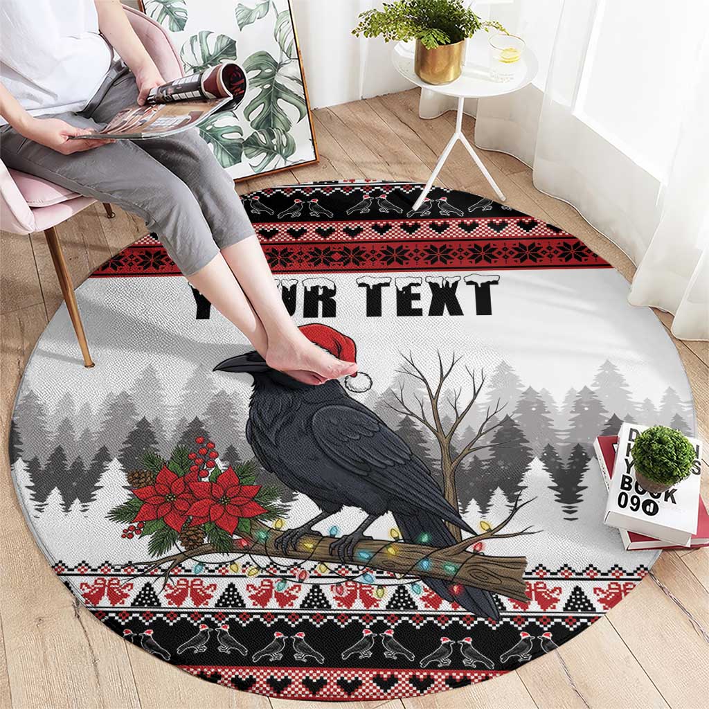 F Caw F Christmas Raven Personalized Round Carpet Holiday Crow Festive - Wonder Print Shop