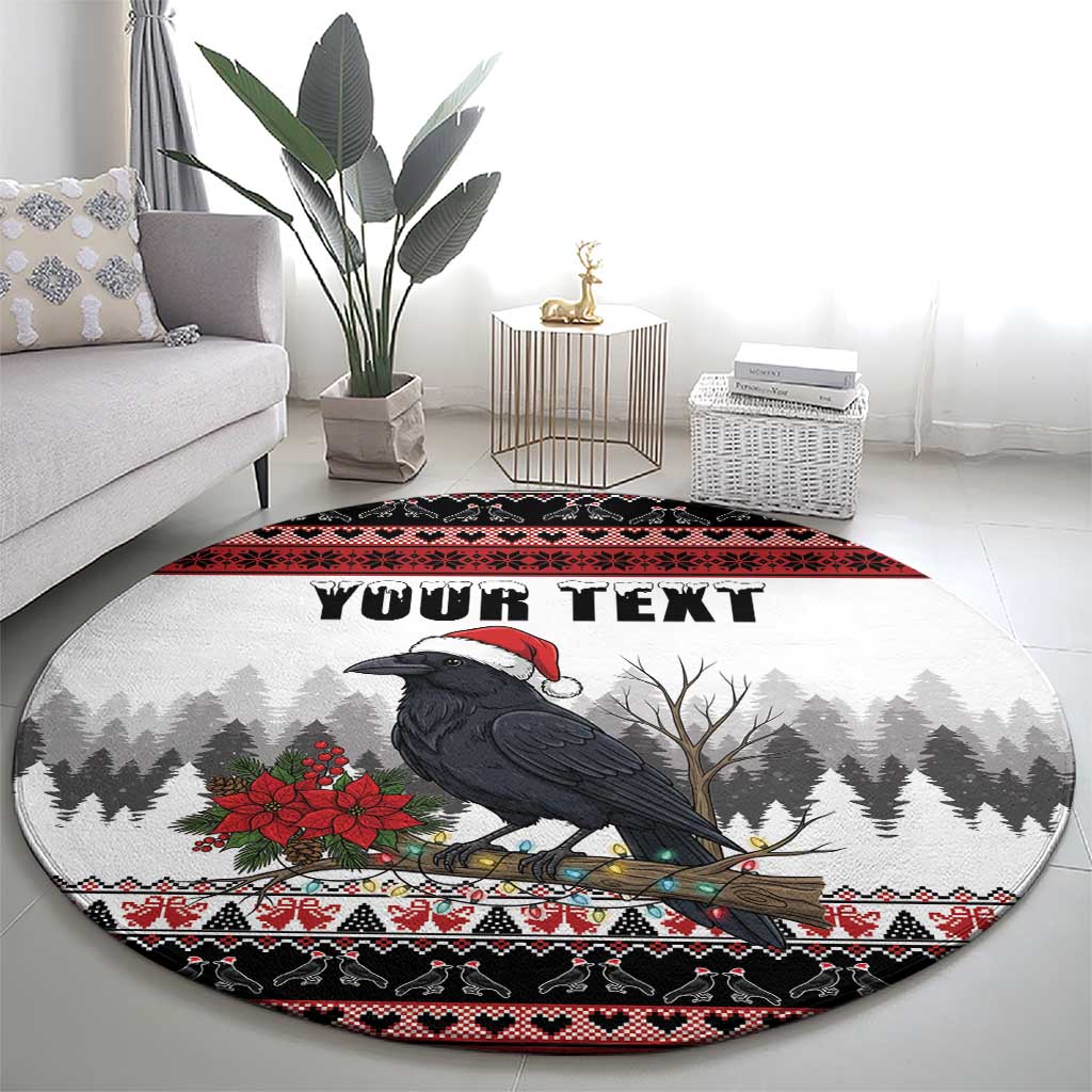 F Caw F Christmas Raven Personalized Round Carpet Holiday Crow Festive - Wonder Print Shop
