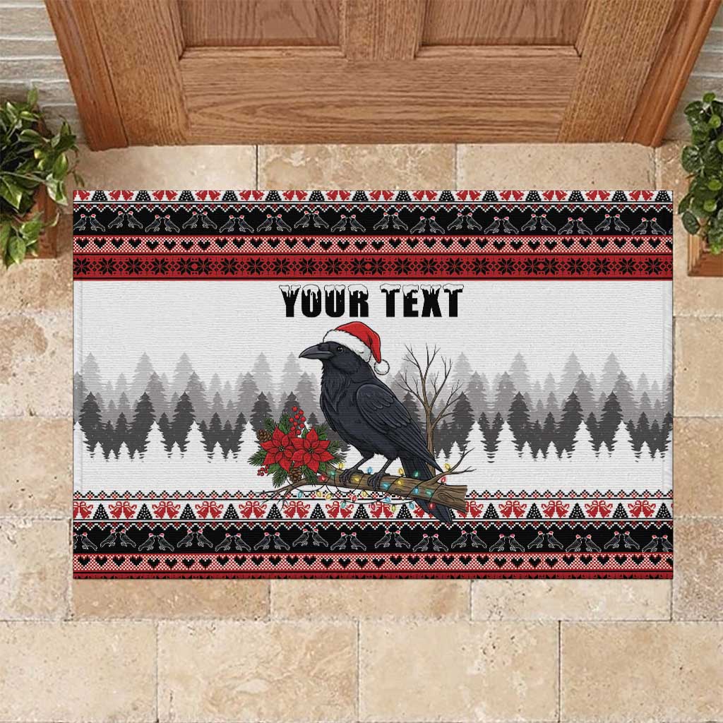F Caw F Christmas Raven Personalized Rubber Doormat Holiday Crow Festive - Wonder Print Shop