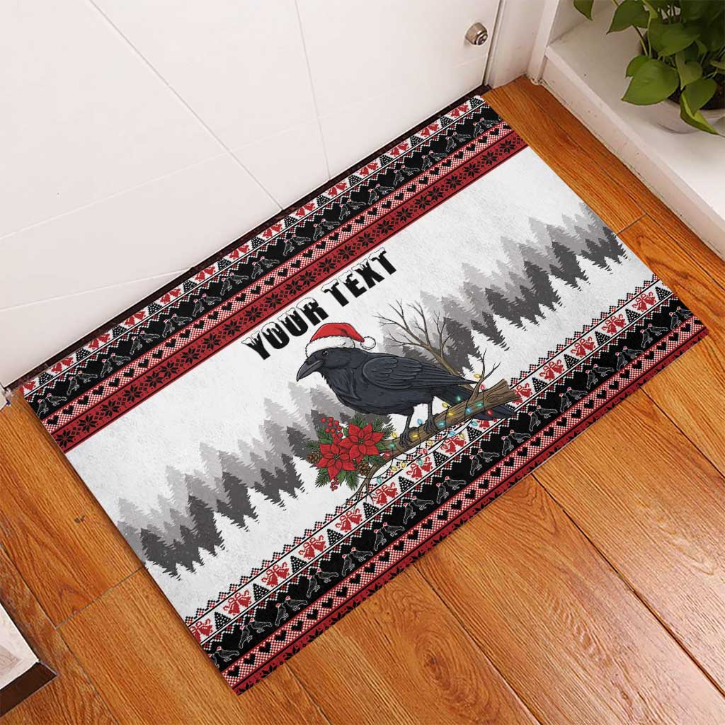 F Caw F Christmas Raven Personalized Rubber Doormat Holiday Crow Festive - Wonder Print Shop