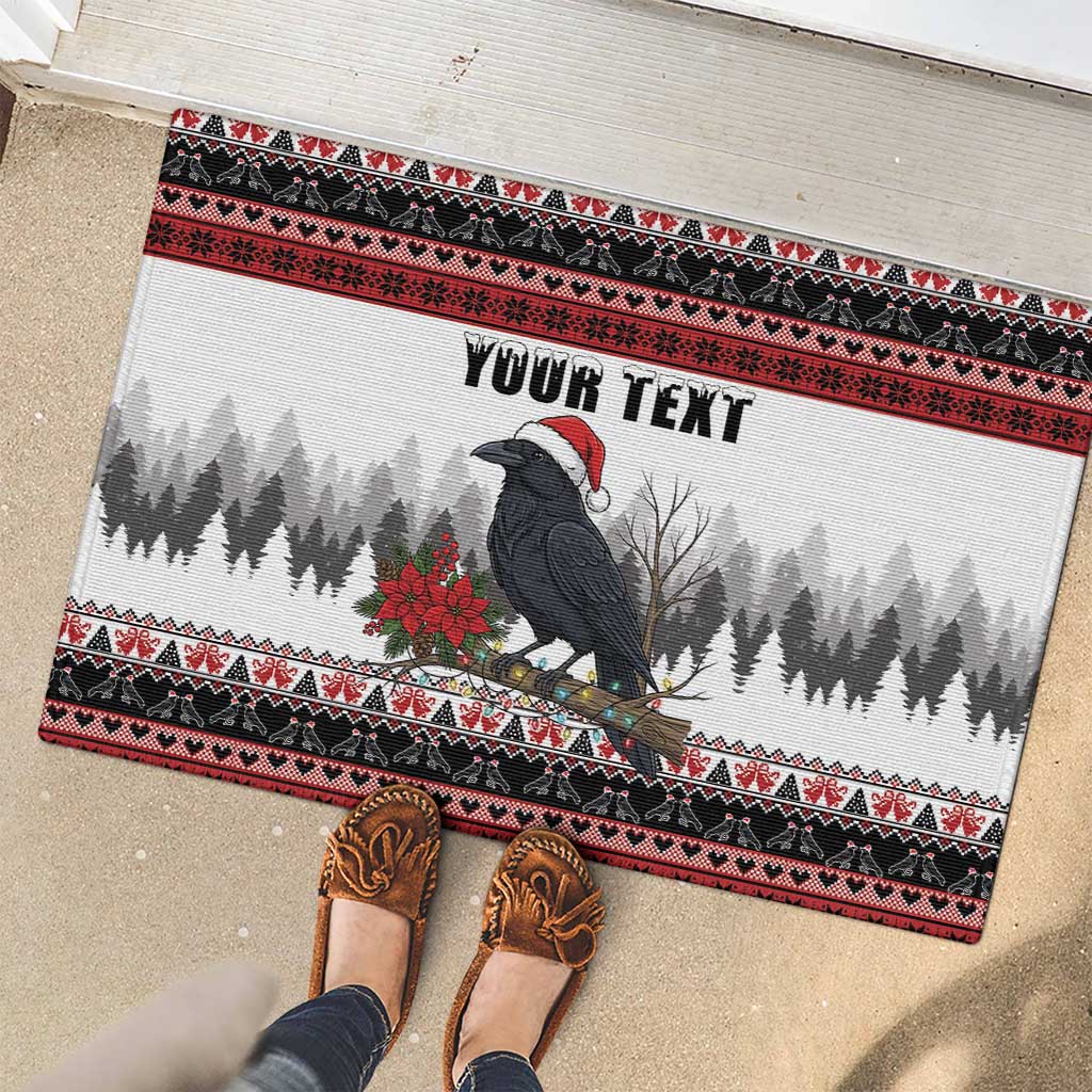 F Caw F Christmas Raven Personalized Rubber Doormat Holiday Crow Festive - Wonder Print Shop